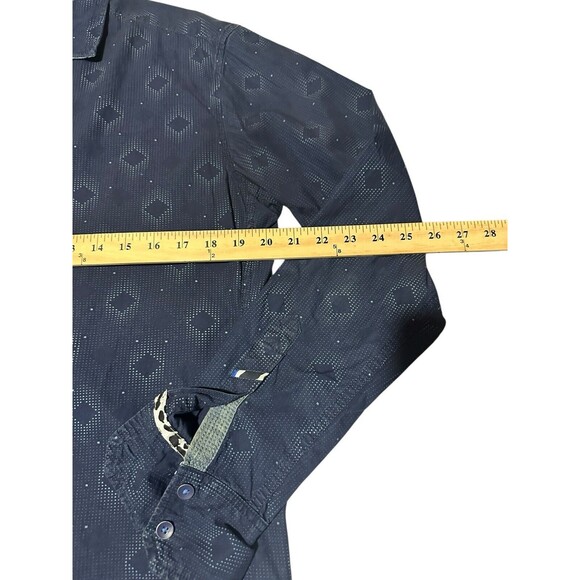 Robert Graham Shirt‎ Small Mens Blue Geometric Check Patch Panel Long Sleeve KL2 - Picture 3 of 9